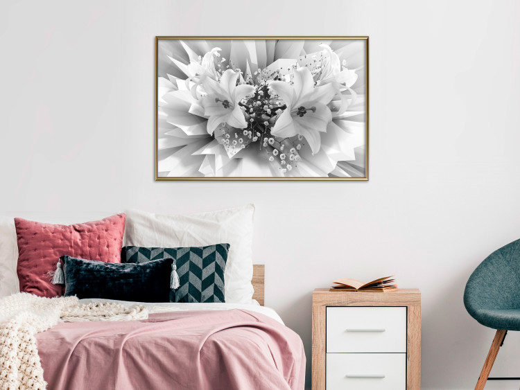 Wall Poster Geometric Bouquet - black and white unique abstraction in lily flowers 117204 additionalImage 7
