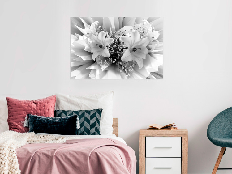 Wall Poster Geometric Bouquet - black and white unique abstraction in lily flowers 117204 additionalImage 23