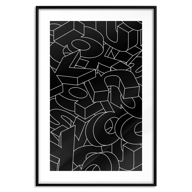 Poster Alphabet - black and white composition filled with dimensional letters 117404 additionalImage 19