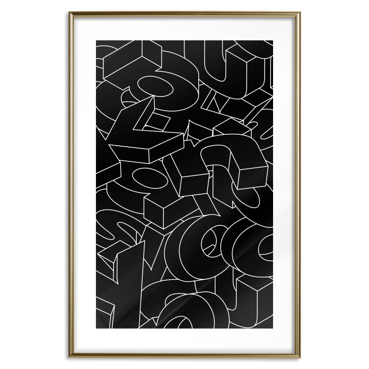 Poster Alphabet - black and white composition filled with dimensional letters 117404 additionalImage 20