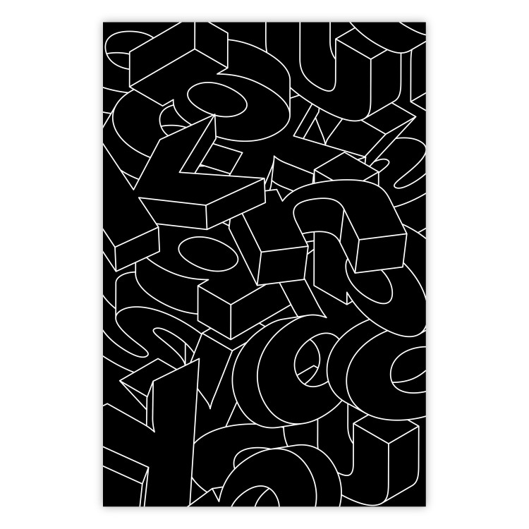 Poster Alphabet - black and white composition filled with dimensional letters 117404