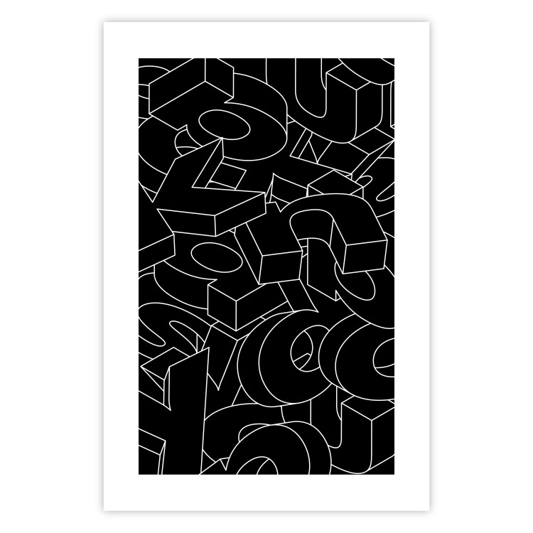 Poster Alphabet - black and white composition filled with dimensional letters 117404 additionalImage 14