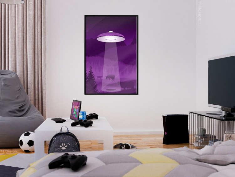 Wall Poster Abduction - purple fantasy with a spaceship and animals 118004 additionalImage 5