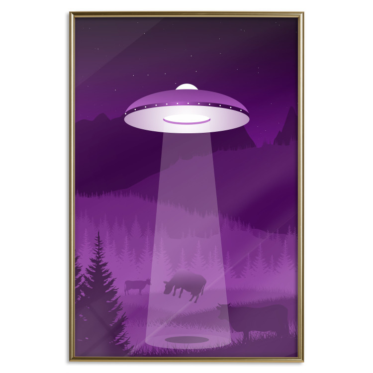 Wall Poster Abduction - purple fantasy with a spaceship and animals 118004 additionalImage 26