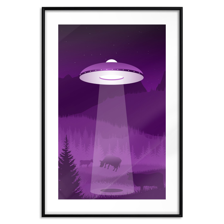 Wall Poster Abduction - purple fantasy with a spaceship and animals 118004 additionalImage 27