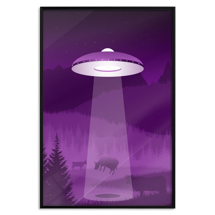 Wall Poster Abduction - purple fantasy with a spaceship and animals 118004 additionalImage 17