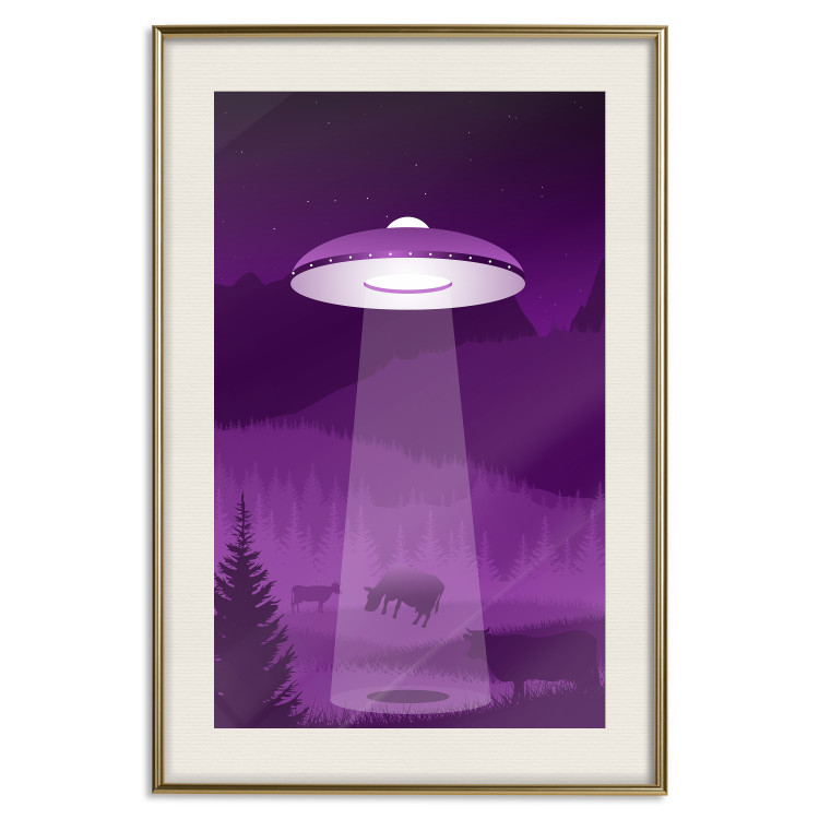 Wall Poster Abduction - purple fantasy with a spaceship and animals 118004 additionalImage 22