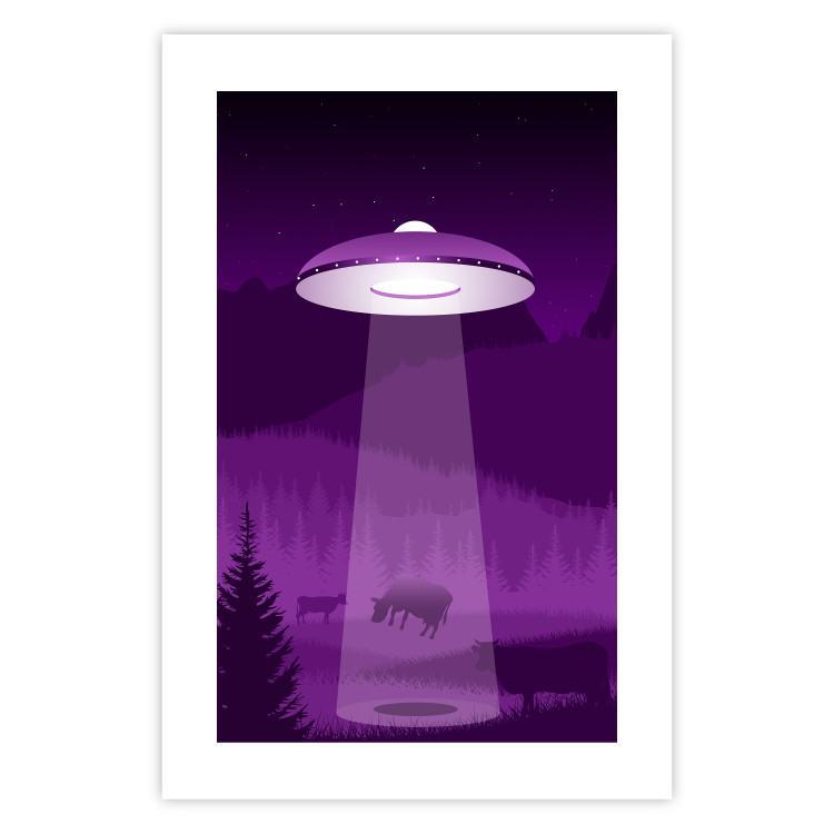Wall Poster Abduction - purple fantasy with a spaceship and animals 118004 additionalImage 25