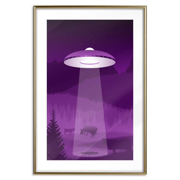 Wall Poster Abduction - purple fantasy with a spaceship and animals 118004 additionalImage 23