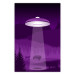 Wall Poster Abduction - purple fantasy with a spaceship and animals 118004