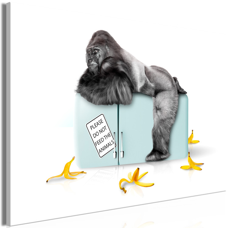 Canvas Art Print Confiscated refrigerator - funny photo with gorilla and inscriptions 119004 additionalImage 2