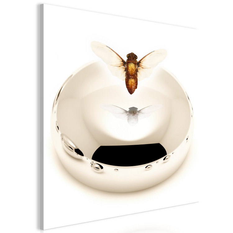 Canvas Art Print Released from amber - abstract gold 3D motif with an insect 122304 additionalImage 2