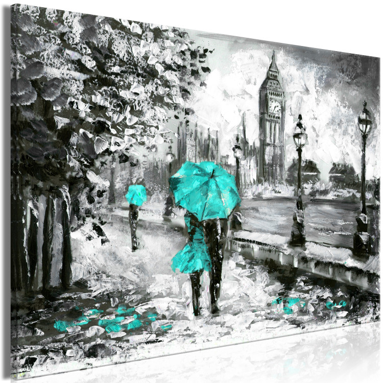 Canvas Art Print Walk in London (1 Part) Wide Turquoise 123104 additionalImage 2