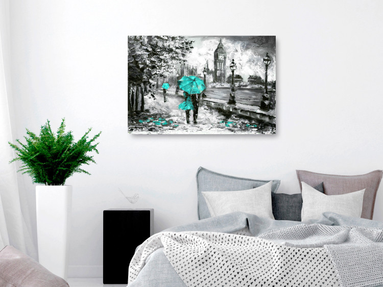 Canvas Art Print Walk in London (1 Part) Wide Turquoise 123104 additionalImage 3