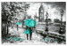 Canvas Art Print Walk in London (1 Part) Wide Turquoise 123104