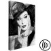 Canvas Art Print Woman with hat - black and white retro portrait of a woman 123904 additionalThumb 6