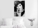 Canvas Art Print Woman with hat - black and white retro portrait of a woman 123904 additionalThumb 3