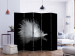 Room Divider Fleeting Moment II (5-piece) - black and white composition with a feather 124204 additionalThumb 2
