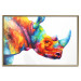 Poster Rainbow Rhinoceros - colorful and abstract animal on a white background 127204 additionalThumb 21