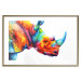 Poster Rainbow Rhinoceros - colorful and abstract animal on a white background 127204 additionalThumb 16