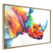 Poster Rainbow Rhinoceros - colorful and abstract animal on a white background 127204 additionalThumb 12