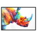 Poster Rainbow Rhinoceros - colorful and abstract animal on a white background 127204 additionalThumb 16
