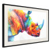 Poster Rainbow Rhinoceros - colorful and abstract animal on a white background 127204 additionalThumb 2
