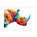 Poster Rainbow Rhinoceros - colorful and abstract animal on a white background 127204 additionalThumb 19