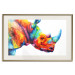 Poster Rainbow Rhinoceros - colorful and abstract animal on a white background 127204 additionalThumb 20
