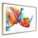 Poster Rainbow Rhinoceros - colorful and abstract animal on a white background 127204 additionalThumb 7