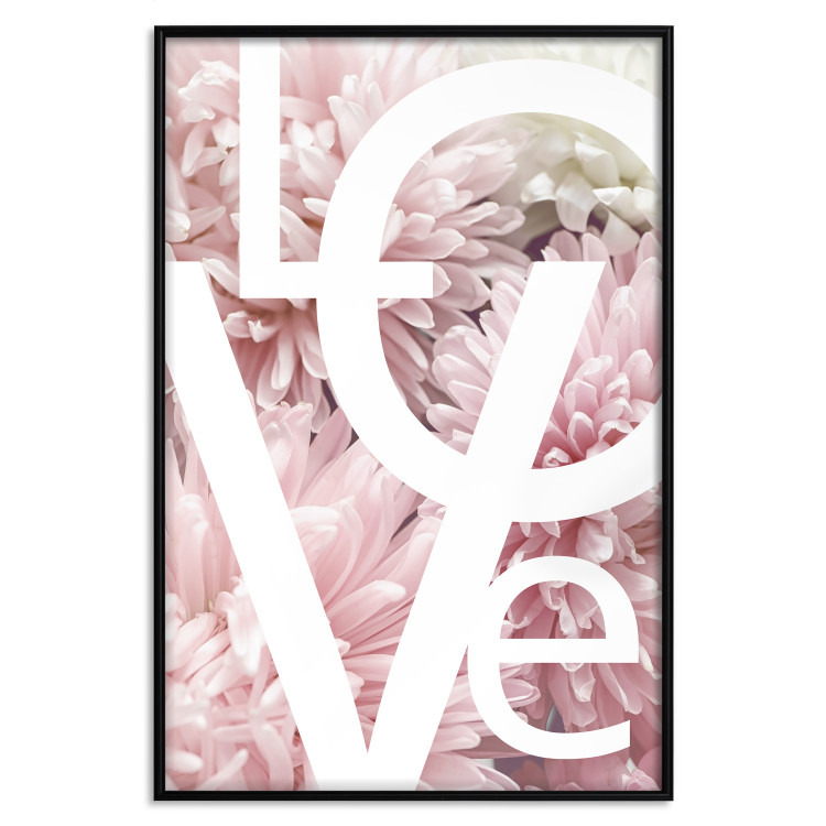 Poster Love - Letters - white inscriptions on background of pink flowers 127904 additionalImage 18