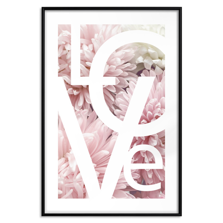 Poster Love - Letters - white inscriptions on background of pink flowers 127904 additionalImage 15