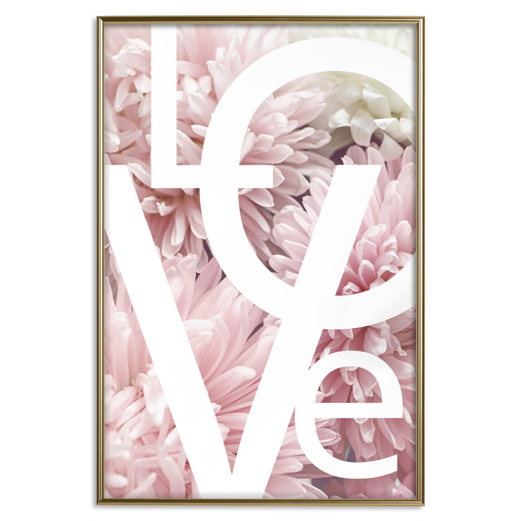 Poster Love - Letters - white inscriptions on background of pink flowers 127904 additionalImage 21