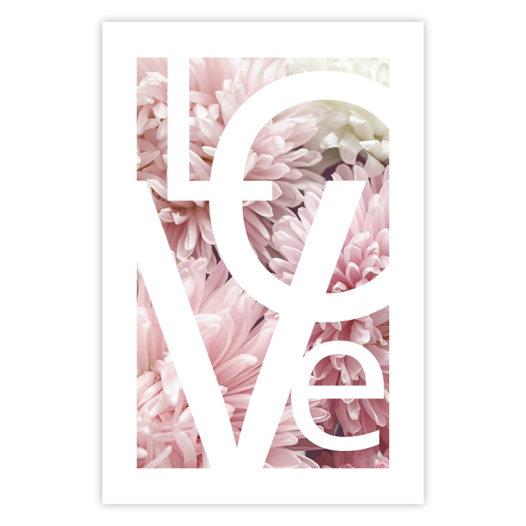 Poster Love - Letters - white inscriptions on background of pink flowers 127904 additionalImage 19