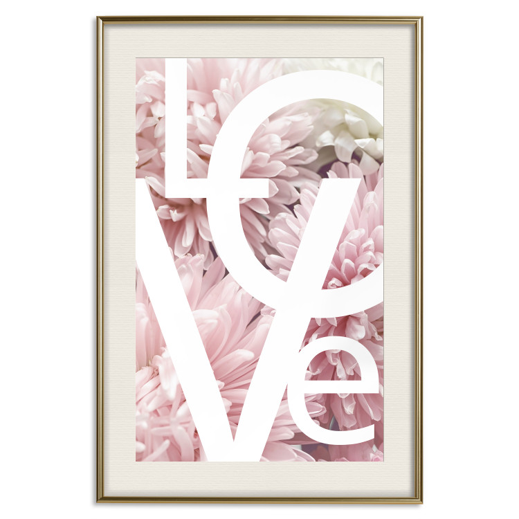 Poster Love - Letters - white inscriptions on background of pink flowers 127904 additionalImage 20