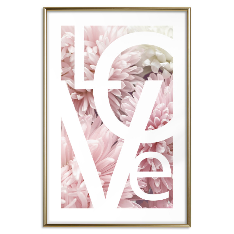 Poster Love - Letters - white inscriptions on background of pink flowers 127904 additionalImage 14