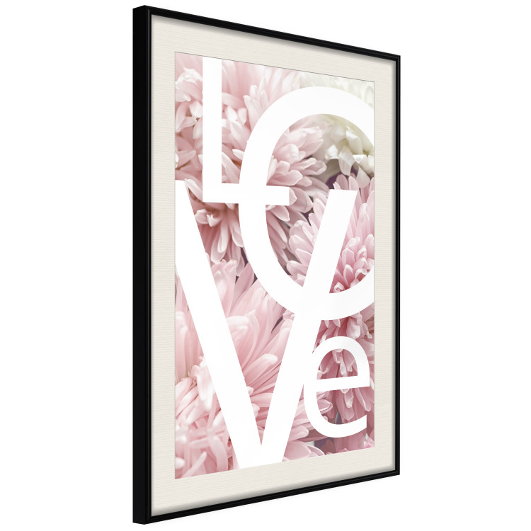 Poster Love - Letters - white inscriptions on background of pink flowers 127904 additionalImage 2