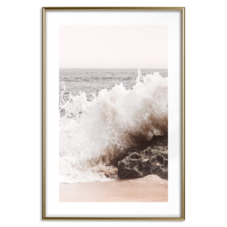 Wall Poster Torn Element - seascape with a large wave crashing on dark rock 129504 additionalImage 14