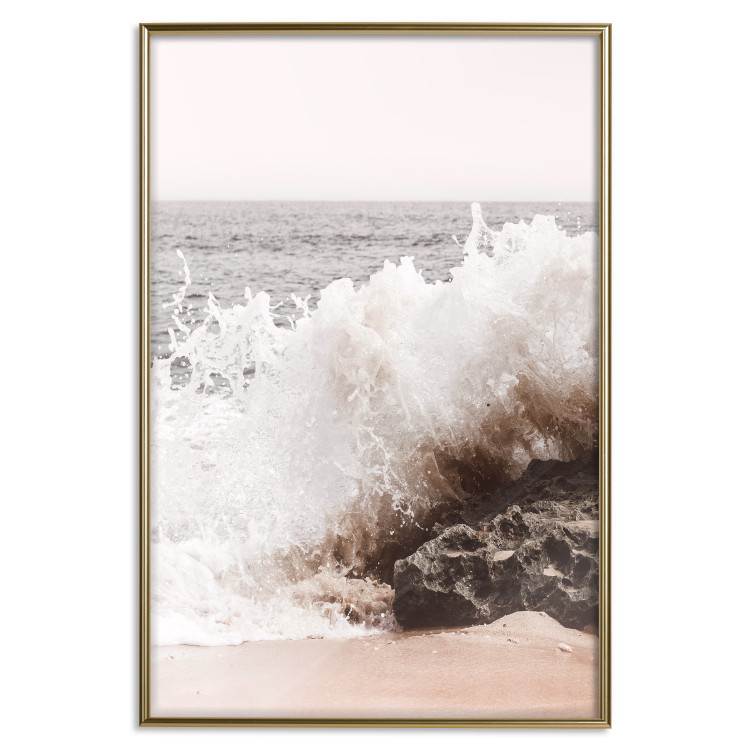Wall Poster Torn Element - seascape with a large wave crashing on dark rock 129504 additionalImage 17