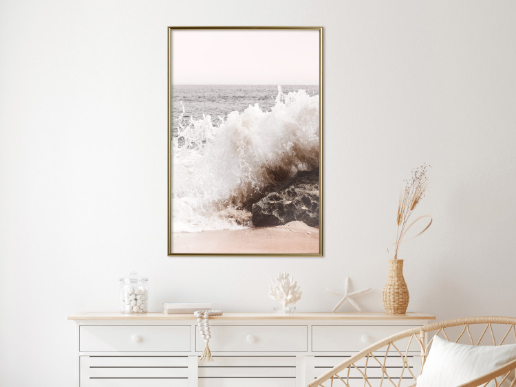 Wall Poster Torn Element - seascape with a large wave crashing on dark rock 129504 additionalImage 5