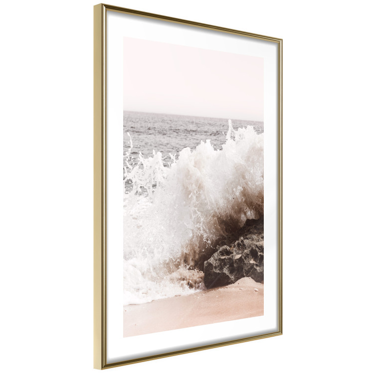 Wall Poster Torn Element - seascape with a large wave crashing on dark rock 129504 additionalImage 7