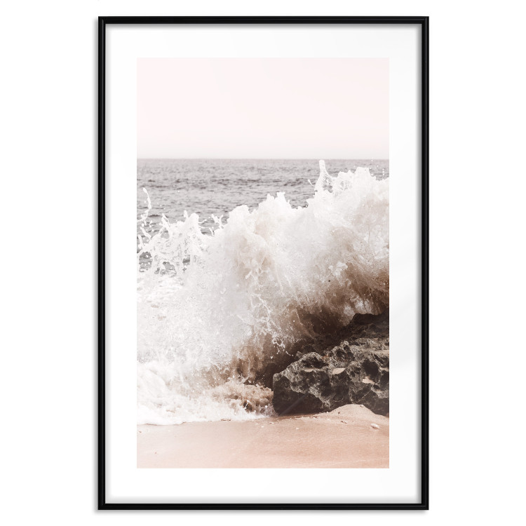 Wall Poster Torn Element - seascape with a large wave crashing on dark rock 129504 additionalImage 15