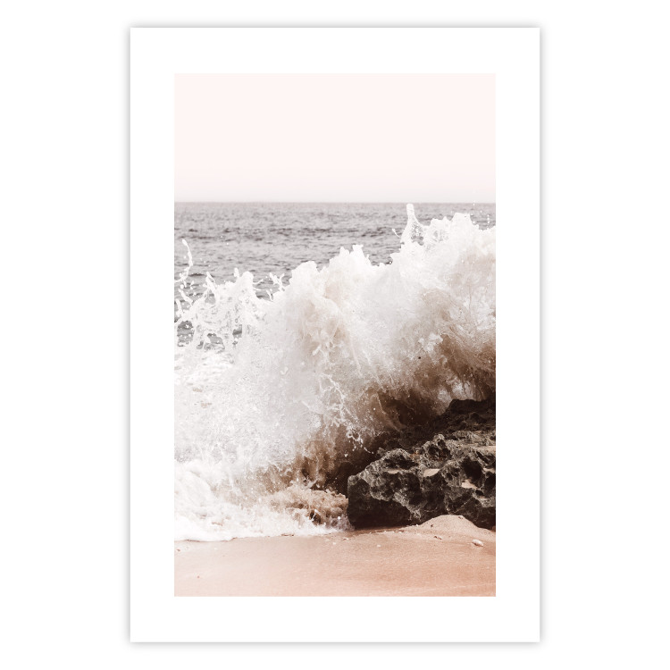 Wall Poster Torn Element - seascape with a large wave crashing on dark rock 129504 additionalImage 19
