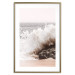 Wall Poster Torn Element - seascape with a large wave crashing on dark rock 129504 additionalThumb 14