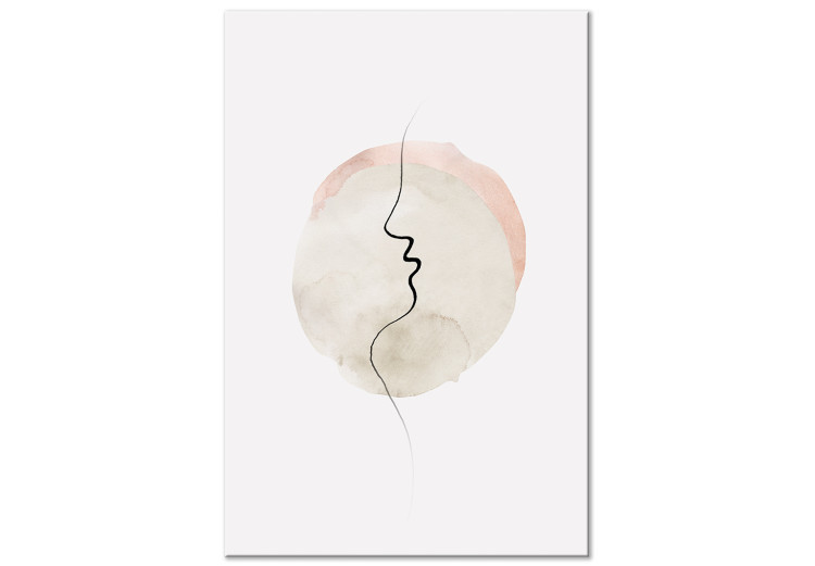 Canvas Print Edge of a Kiss (1-piece) Vertical - abstract line art of a face 130804