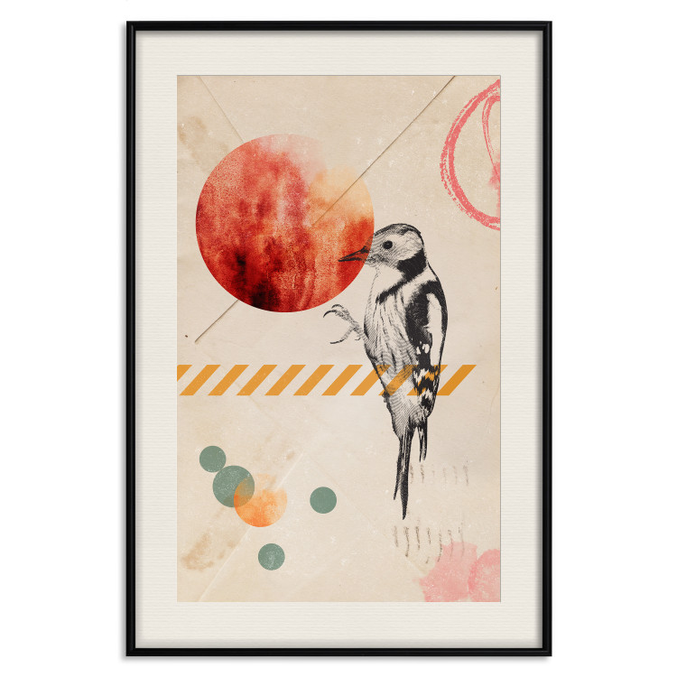 Wall Poster Bird Mail - bird and geometric figures in an abstract motif 131804 additionalImage 25