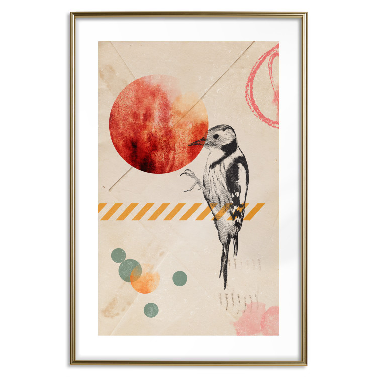 Wall Poster Bird Mail - bird and geometric figures in an abstract motif 131804 additionalImage 20