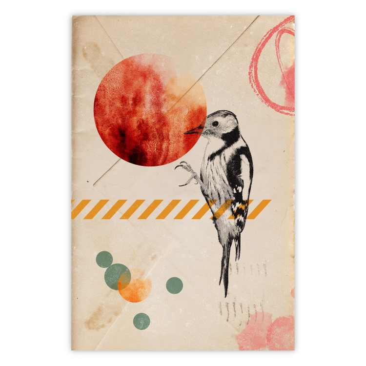 Wall Poster Bird Mail - bird and geometric figures in an abstract motif 131804