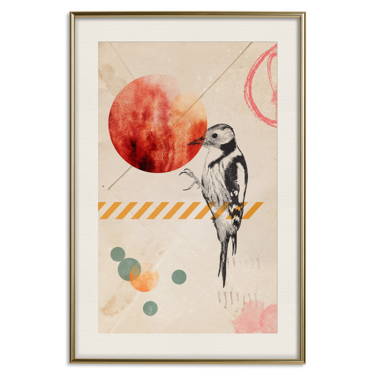 Wall Poster Bird Mail - bird and geometric figures in an abstract motif 131804 additionalImage 26