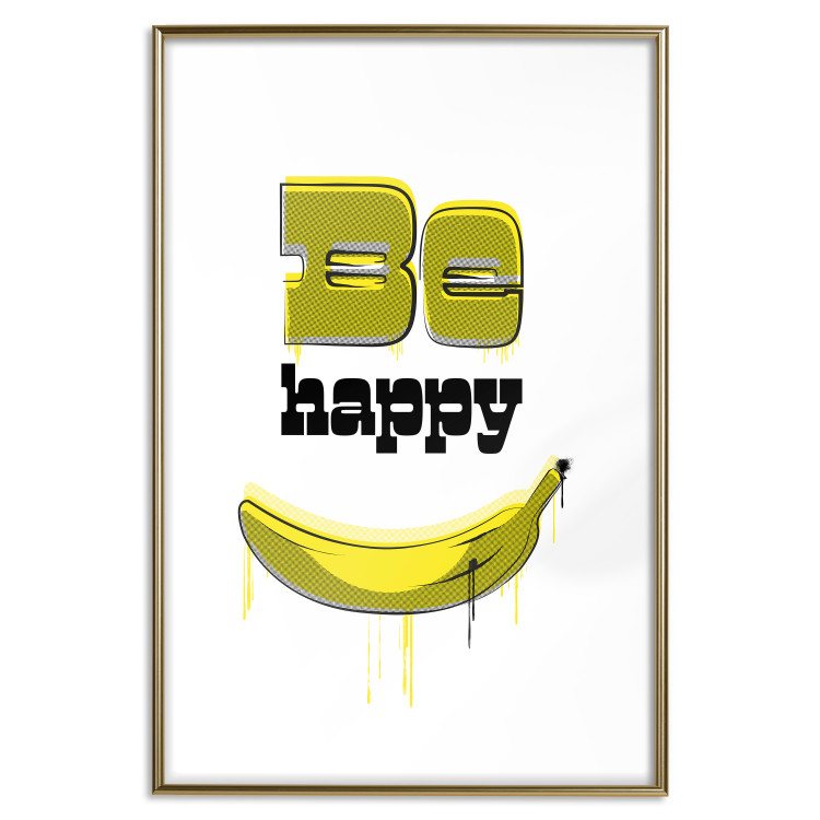 Wall Poster Happy Banana - English text and a yellow fruit on a white background 132204 additionalImage 18